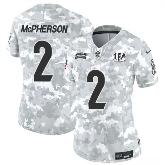 Womens Cincinnati Bengals #2 Evan McPherson 2024 F.U.S.E Arctic Camo Salute To Service Limited Stitched Jersey Dzhi